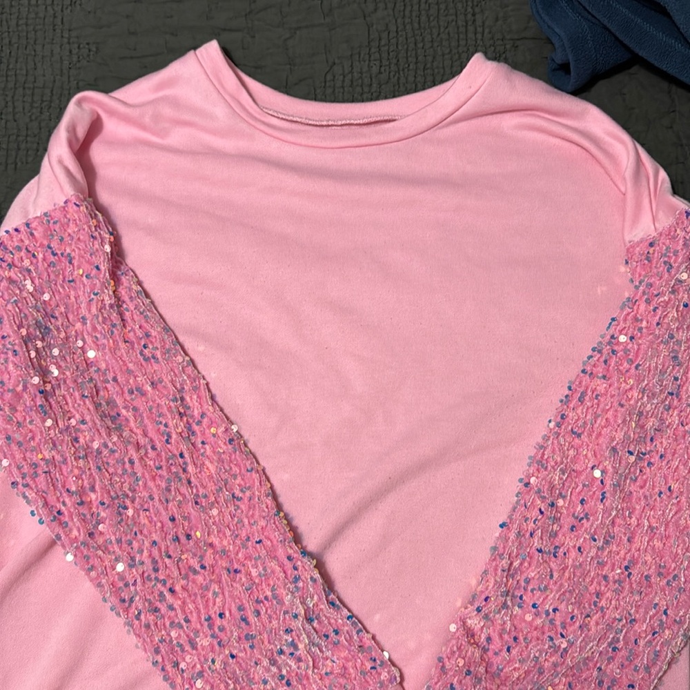 Pink Sequin Velvet Long Sleeve